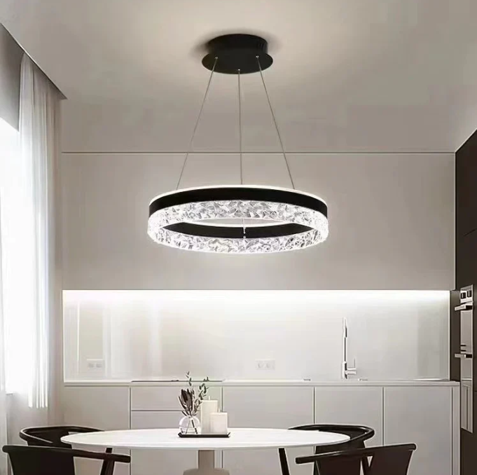 2 Lights Transparent Pendant Light with Adjustable Height, White, 110V-120V