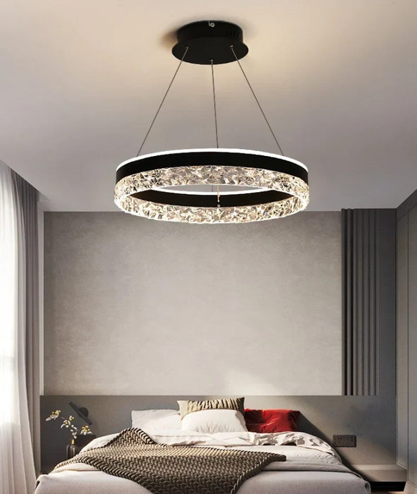 2 Lights Transparent Pendant Light with Adjustable Height, White, 110V-120V