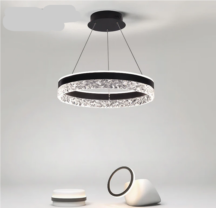 2 Lights Transparent Pendant Light with Adjustable Height, White, 110V-120V