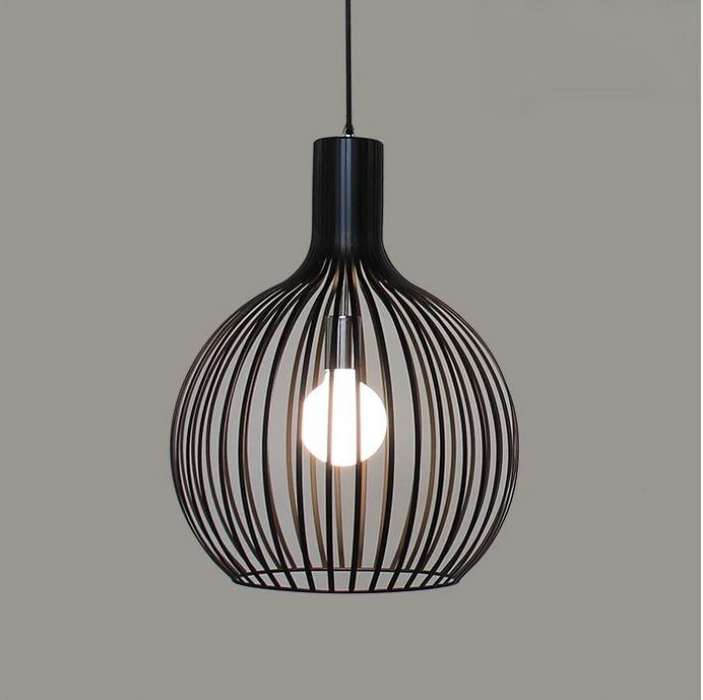 Black Modern Pendant Light Metal Cage Lamp Kitchen Chandelier Lighting Black 38CM