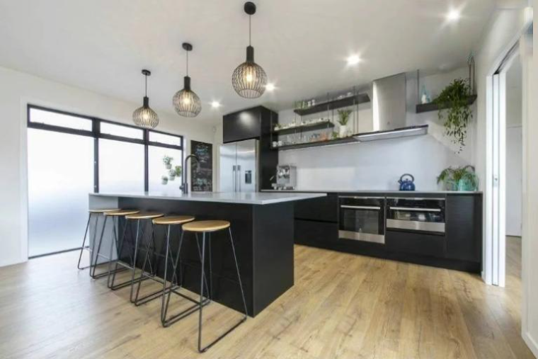 Black Modern Pendant Light Metal Cage Lamp Kitchen Chandelier Lighting Black 38CM