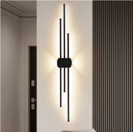 Creative and fashionable geometric lines aluminum black LED wall lamp bedroom study studio lighting fixtures