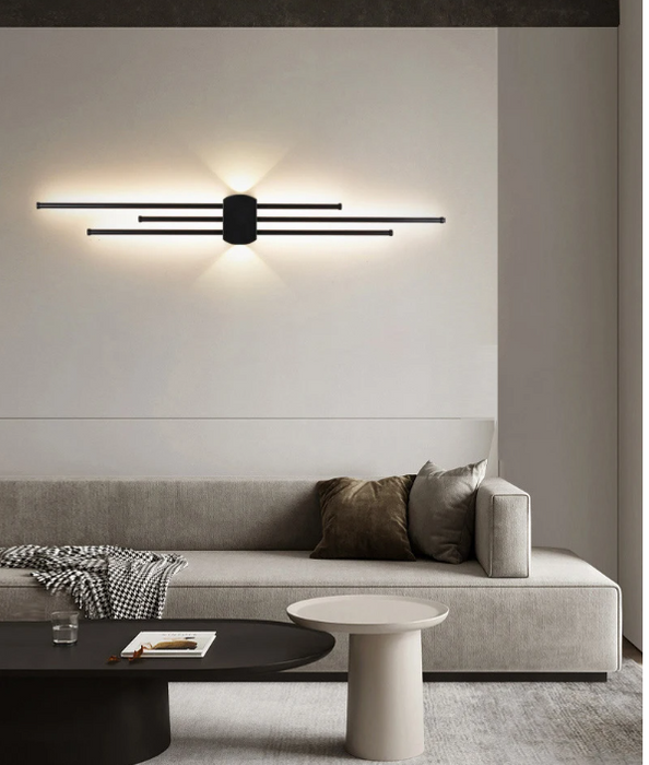 Creative and fashionable geometric lines aluminum black LED wall lamp bedroom study studio lighting fixtures