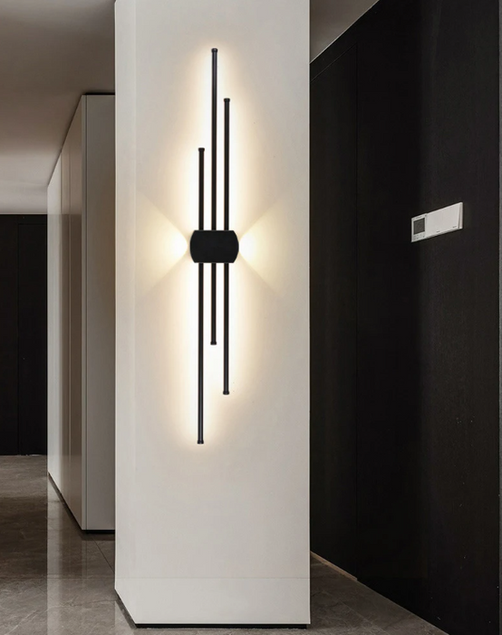 Creative and fashionable geometric lines aluminum black LED wall lamp bedroom study studio lighting fixtures