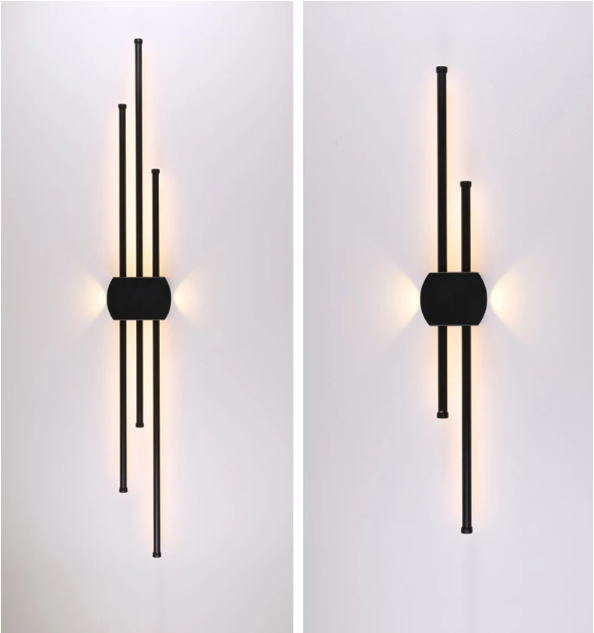 Creative and fashionable geometric lines aluminum black LED wall lamp bedroom study studio lighting fixtures
