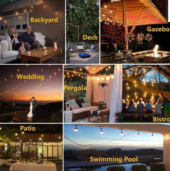 LED S14 Waterproof 15 Sockets 2700K Outdoor String Light Bulb/Sold Per Meter