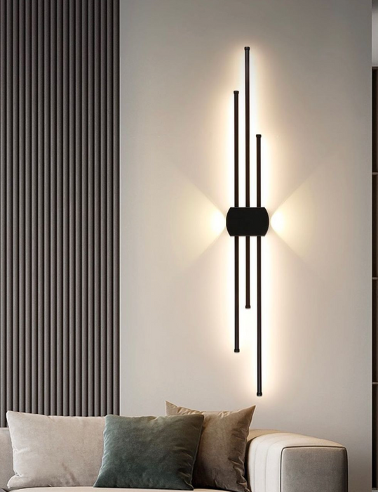Creative and fashionable geometric lines aluminum black LED wall lamp bedroom study studio lighting fixtures
