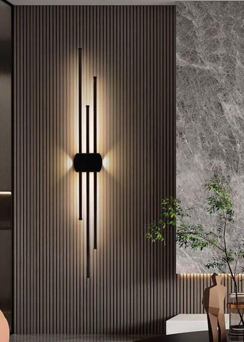 Creative and fashionable geometric lines aluminum black LED wall lamp bedroom study studio lighting fixtures