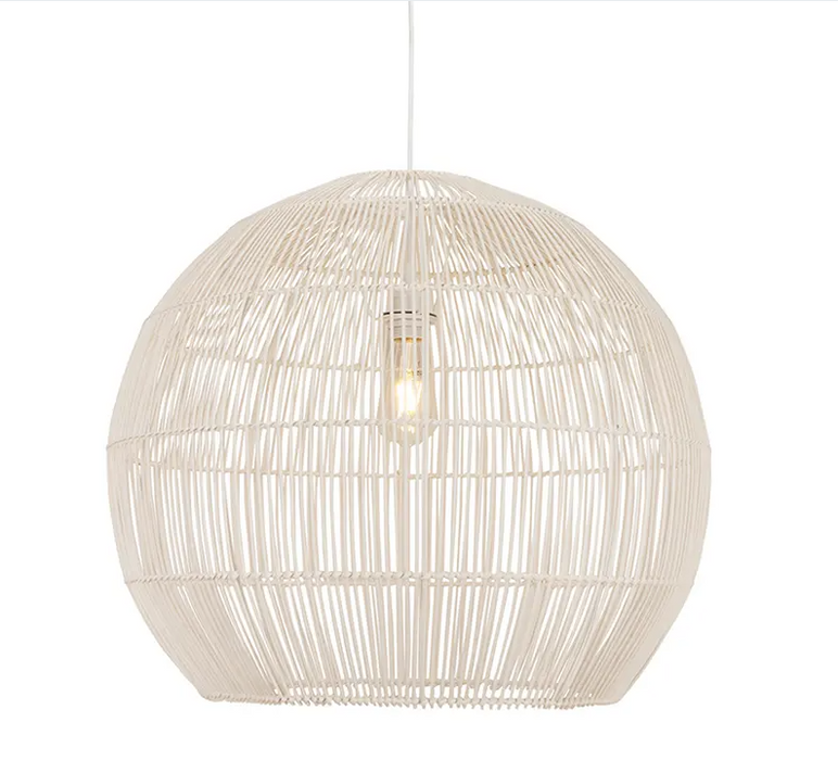 Round Farmhouse Rattan Pendant Lights with Adjustable Hanging Rope E27