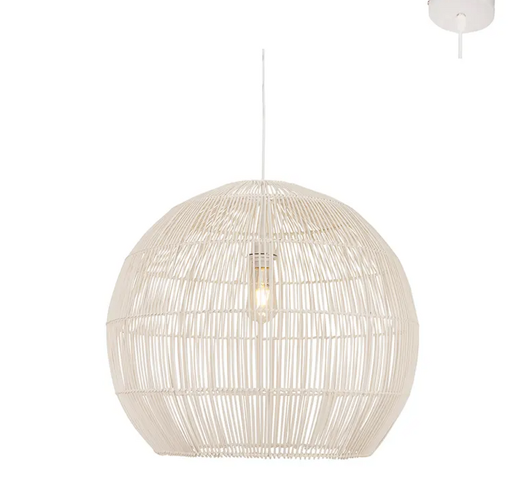 Round Farmhouse Rattan Pendant Lights with Adjustable Hanging Rope E27
