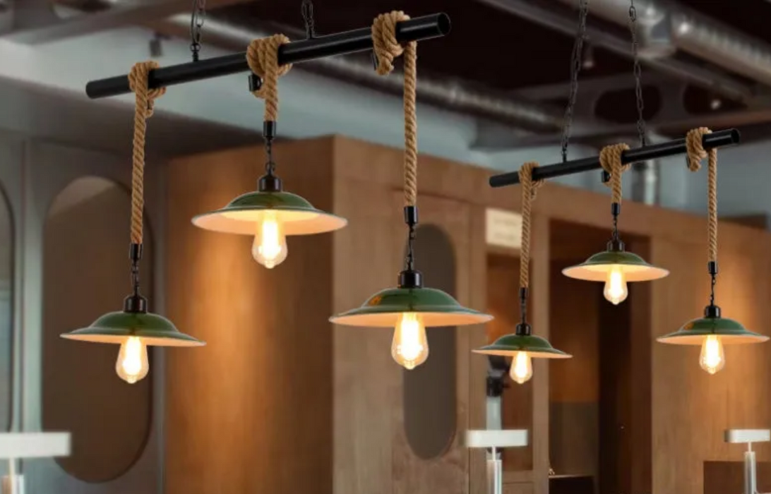Black Barn Rope Swing Pendant Light 3-light sources