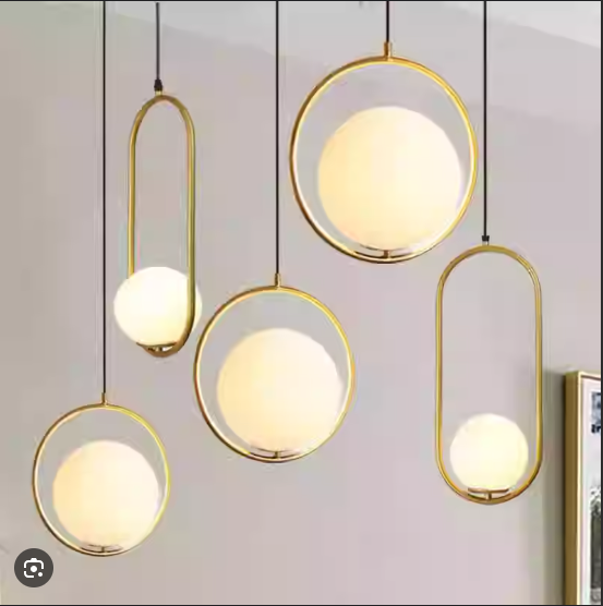 Nordic Glass Ball Pendant Lights Industriel Hanging Lamp luxury Black art Kitchen hotel hoop decor Pendant Lamp