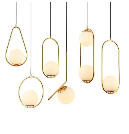 Nordic Glass Ball Pendant Lights Industriel Hanging Lamp luxury Black art Kitchen hotel hoop decor Pendant Lamp