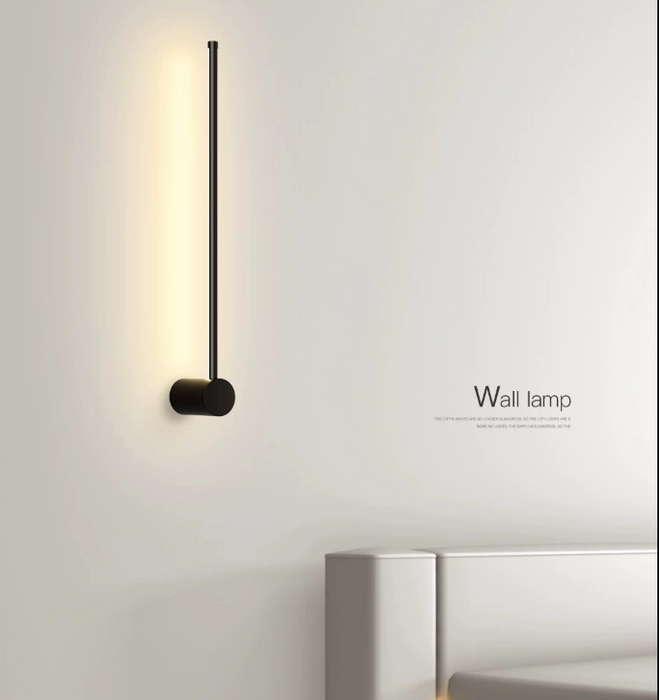 60cm Minimalist Linear LED Wall Light – Ultra-Slim Matte Black Single-Bar Sconce for Hallways, Bedrooms &amp; Home Offices | MEGA LIGHTING