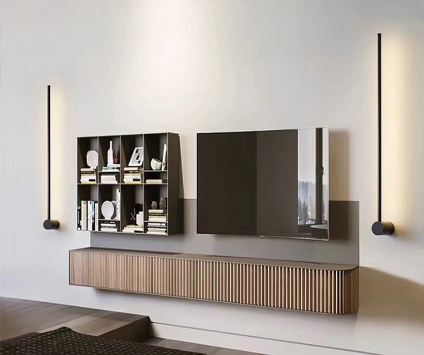 60cm Minimalist Linear LED Wall Light – Ultra-Slim Matte Black Single-Bar Sconce for Hallways, Bedrooms &amp; Home Offices | MEGA LIGHTING