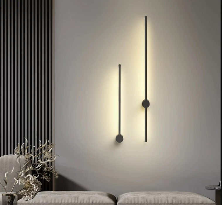 60cm Minimalist Linear LED Wall Light – Ultra-Slim Matte Black Single-Bar Sconce for Hallways, Bedrooms &amp; Home Offices | MEGA LIGHTING