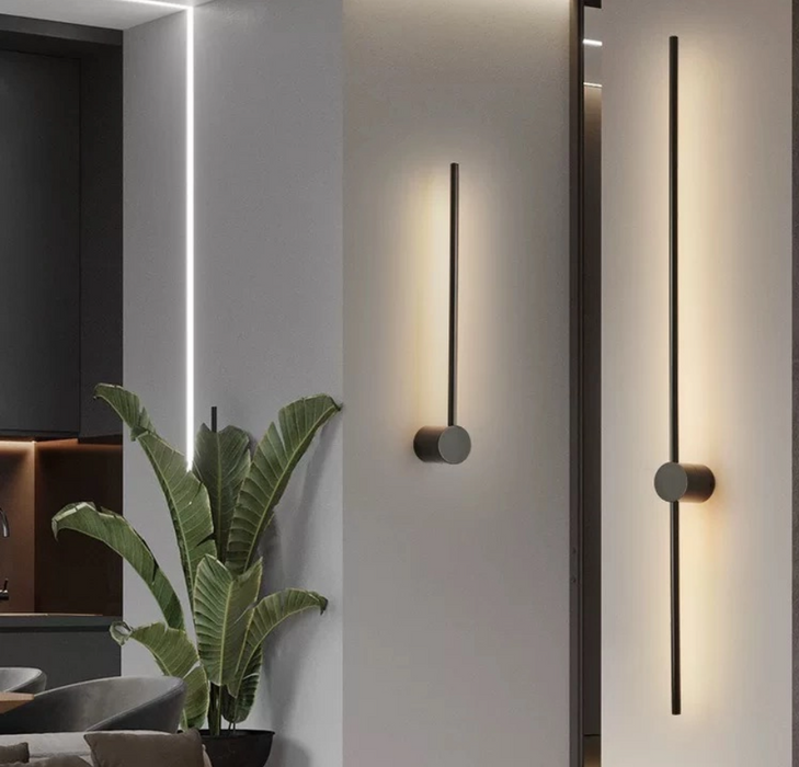 60cm Minimalist Linear LED Wall Light – Ultra-Slim Matte Black Single-Bar Sconce for Hallways, Bedrooms &amp; Home Offices | MEGA LIGHTING