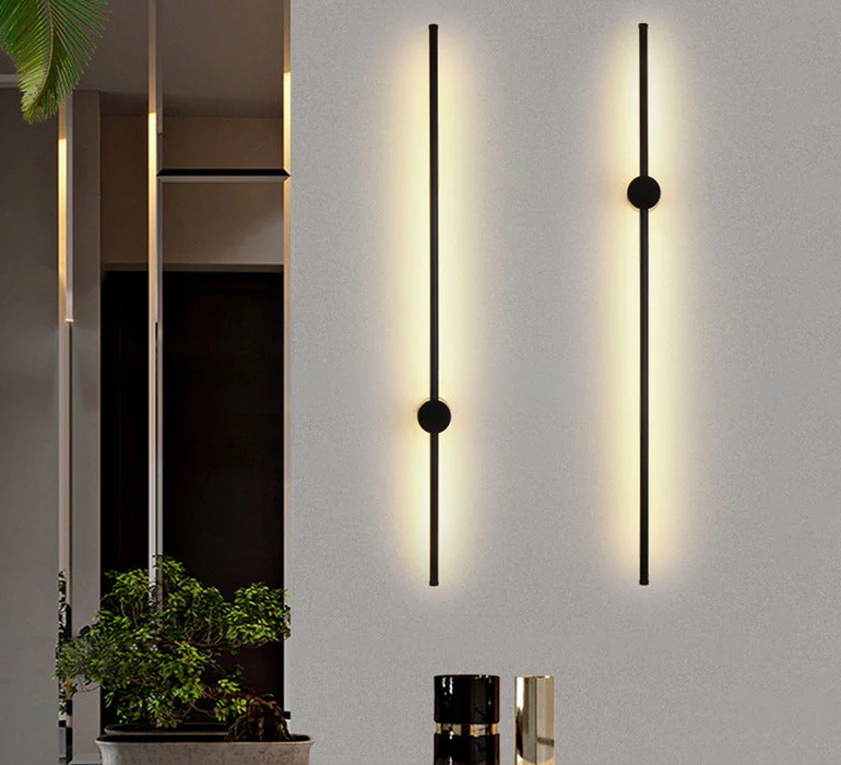 60cm Minimalist Linear LED Wall Light – Ultra-Slim Matte Black Single-Bar Sconce for Hallways, Bedrooms &amp; Home Offices | MEGA LIGHTING