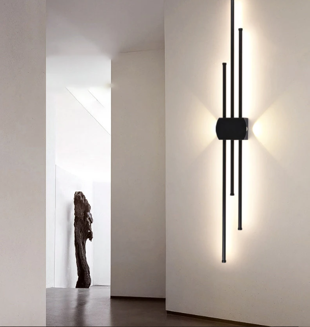 Creative and fashionable geometric lines aluminum black LED wall lamp bedroom study studio lighting fixtures