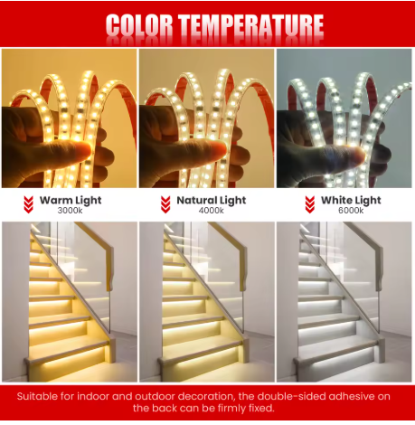 AC 220V LED Strip 3000K 4000K 6000K 120Leds/M Flexible Ribbon Stripe IP65 Waterproof Self Adhesive Tape Strip Chain Light