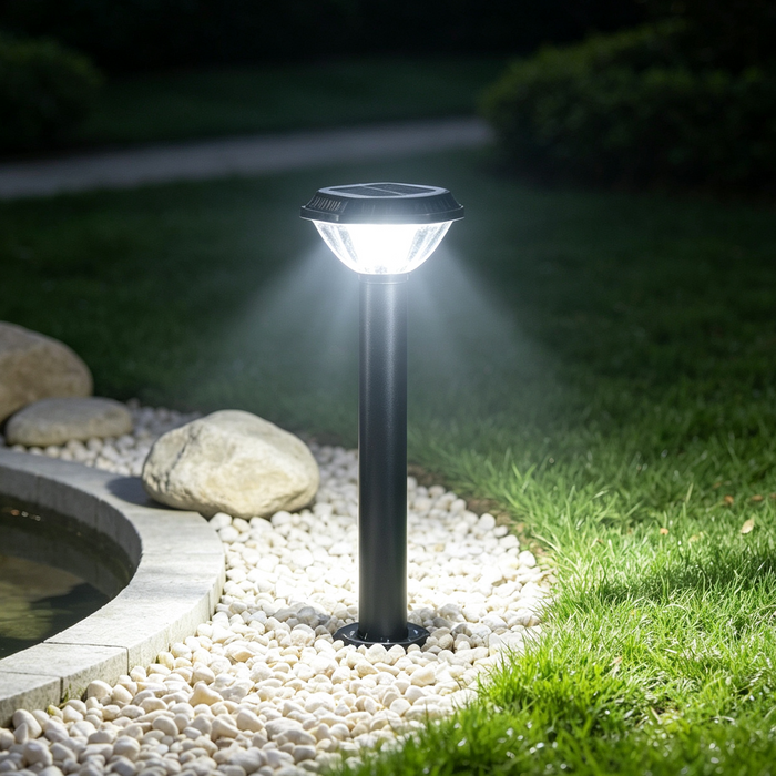 Main image: 73cm square‑top solar garden bollard light, IP waterproof spike‑in outdoor path light MEGA LIGHTING South Africa