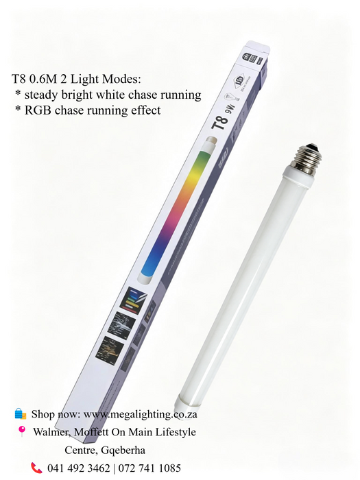 T8 0.6M 10W LED Tube Light E27 Screw Base RGB chase marquee decorative hanging light