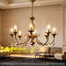 MG‑1959‑6 6‑arm vintage brass crystal chandelier antique‑brass frame crystal drops bead‑chains adjustable chain MEGA LIGHTING South Africa