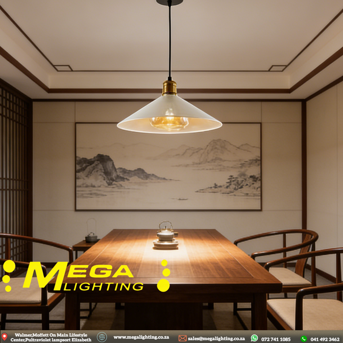 Vintage Flared Glass Pendant Light Black Brass Industrial Pendant Lamp | South Africa | Mega Lighting