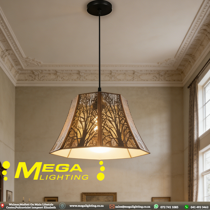 Shining Gold Industrial Chandelier | Brushed Black Vintage Rustic Gold Finish - Hollow Carved Pendant Light for Kitchen Island, Dining Room, Bedroom | South Africa | MEGA LIGHTING