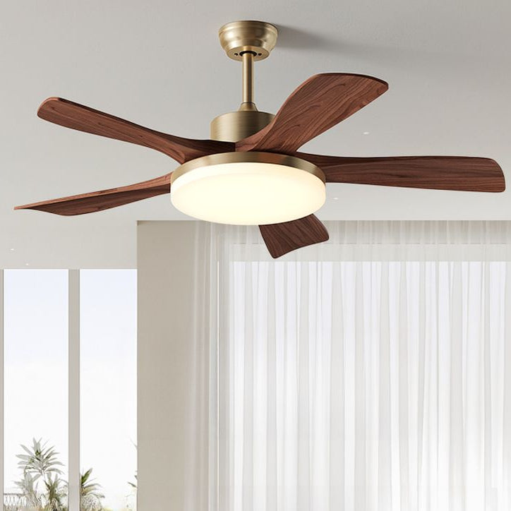 Walnut Color Blades, Standard Ceiling Fan with Light, 5 Blades, Adaptable Hanging Length, Pendant Rod, Third Gear Temperature, Residential Use, 220V-240V, 46"