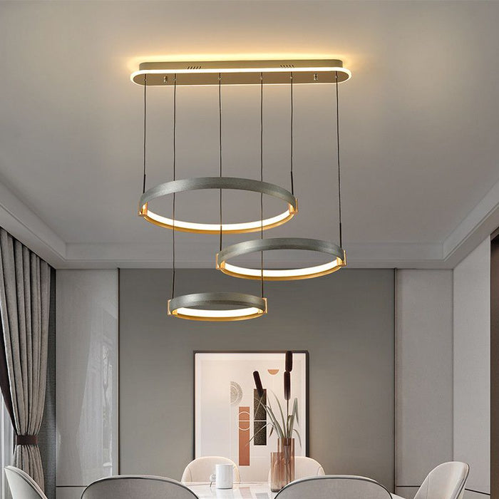 Retail Living Room Circular Pendant Light 40+60cm Dining Room Bedroom Chandelier
