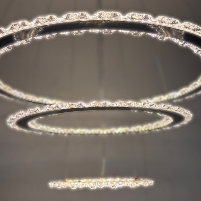 3-in-1 Smart Lighting  5Rings Chandeliers Modern Oval Rings Led Chandelier Hanging Lighting Luster Pendulum Ceiling Fixture Luminaire for Living Room