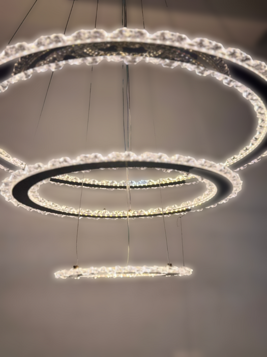3Ring Beautiful LED Pendant Chandelie Modern Oval Rings Led Chandelier Hanging Lighting Luster Pendulum Ceiling Fixture Luminaire for Living Room