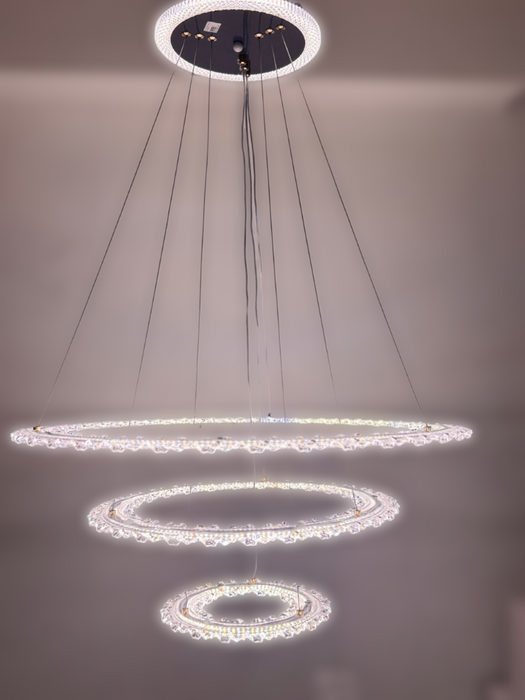 3Ring Beautiful LED Pendant Chandelie Modern Oval Rings Led Chandelier Hanging Lighting Luster Pendulum Ceiling Fixture Luminaire for Living Room