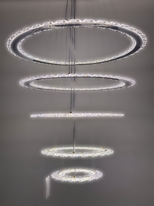 3-in-1 Smart Lighting  5Rings Chandeliers Modern Oval Rings Led Chandelier Hanging Lighting Luster Pendulum Ceiling Fixture Luminaire for Living Room