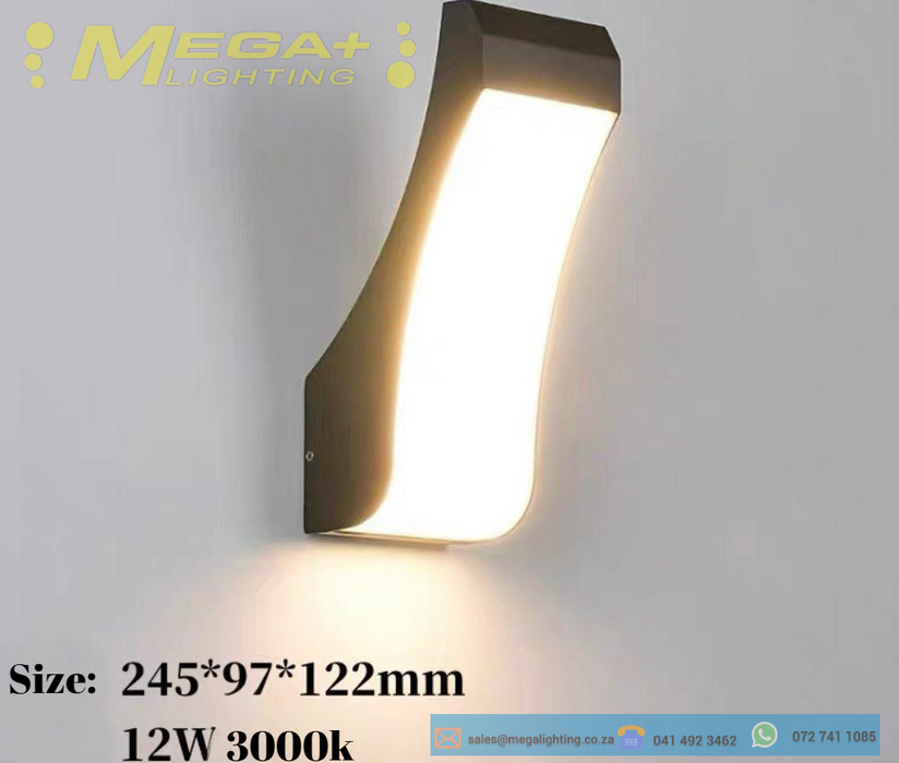 12W 3000K Wall Light Outdoor LED Wall Mount Lamp Modern Wall Sconce Lighting Lantern Fixture Dark Grey Lights for Garage Porch Front Door Garden Yard Patio IP54 Waterproof&nbsp;