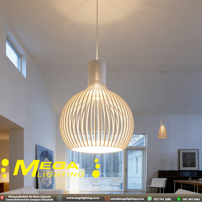 White/Black Modern Metal Cage Pendant Light 38CM | Kitchen Chandelier Lighting | South Africa | MEGA LIGHTING