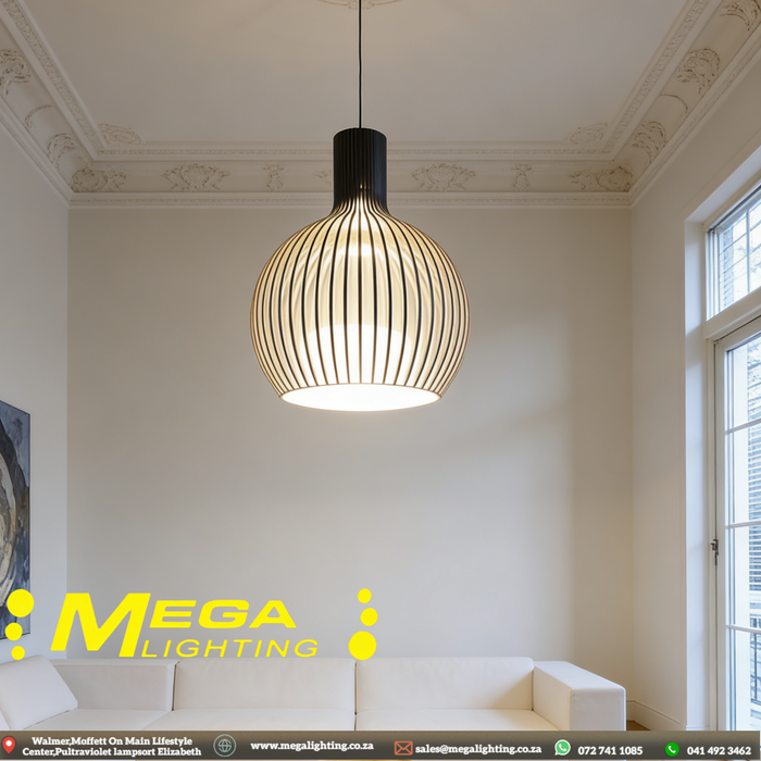 White/Black Modern Metal Cage Pendant Light 38CM | Kitchen Chandelier Lighting | South Africa | MEGA LIGHTING