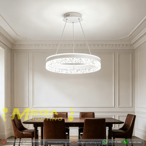 50cm Modern Crystal Ring LED Pendant Light | Adjustable Height 1m | 3000K-6500K
