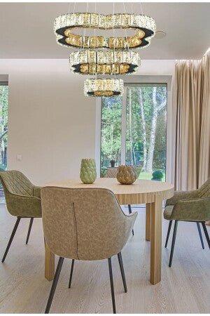 3  colors Modern Crystal Led Chandelier Lights Home Lighting Chrome Lustre Chandeliers Ceiling Pendant Fixtures Compatible with Living Room,Modern Chandelier Light (2Rings D50Xd30Cm Changeable)/D49*35