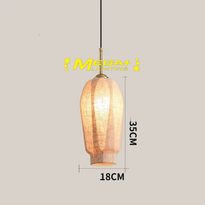 Linen Pendant Light | Handwoven Linen Shade Hanging Light Fixture