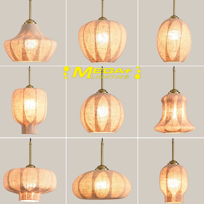Retro chandelier glass restaurant lighting simple creative shop commercial lamp linen lamp