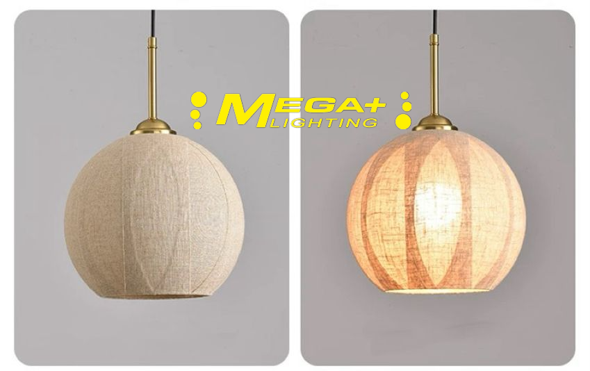 Pendant Light | Handwoven Linen Shade Hanging Light Fixture | Soft Ambient Lighting for Living Room, Bedroom, or Dining Area