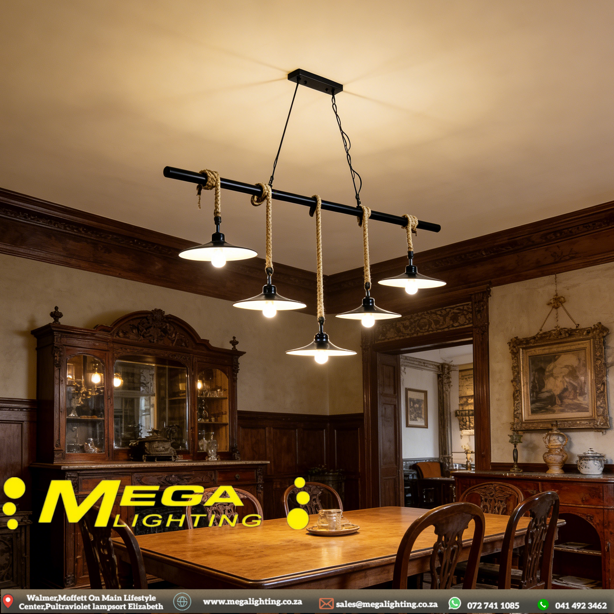 Barn Rope Swing 5-Light Industrial Linear Pendant | Black Metal
