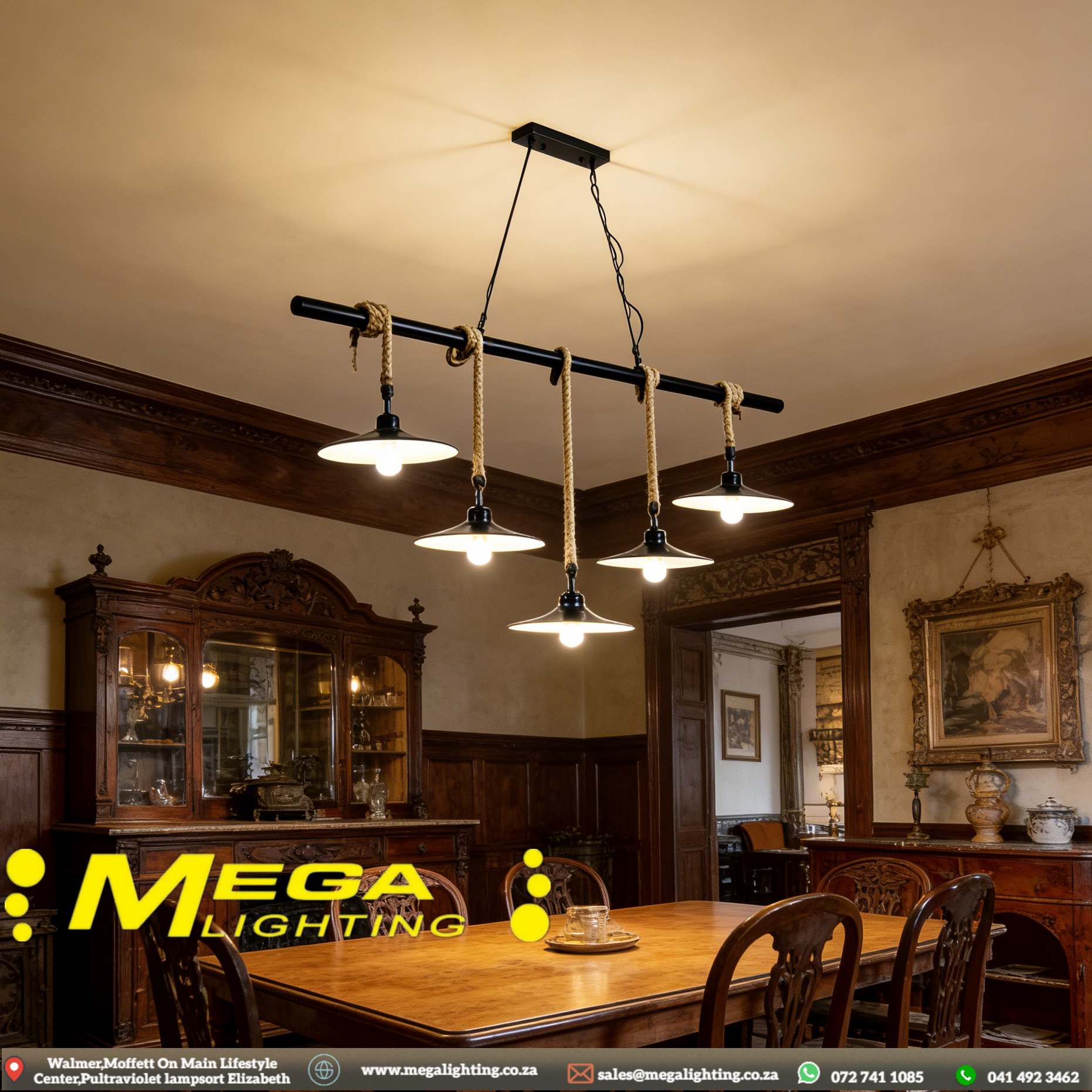 Barn Rope Swing 5-Light Industrial Linear Pendant | Black Metal Shades ...