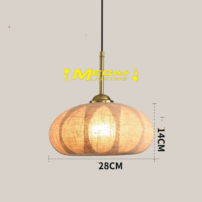 Linen Pendant Light | Handwoven Linen Shade Hanging Light Fixture