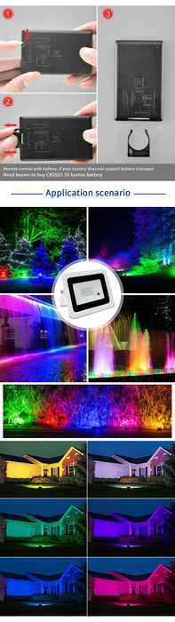 10w 50w 100w RGB LED Flood Light RGB Flood Light 10w 50w 100w RGB Reflector IP68 Waterproof LED Spotlight 110V/220V Projector Lamp Outdoor Garden Lighting