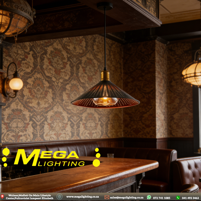 industrial-perforated-metal-pendant-light-black-white-retro-cone-south-africa