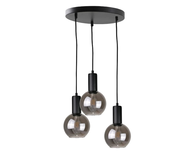 Hanging lamp 3xE27 SUPRA BLACK 3 monke galss bowl hanging pendant lamp