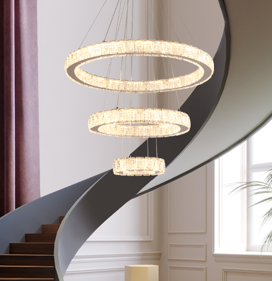 3 Ring Crystal Chandlier Modern LED Crystal Chandelier For Living Room